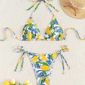🍋 Lemon Print Bikini Set